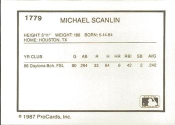 1987 ProCards #1779 Michael Scanlin Back