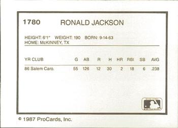 1987 ProCards #1780 Ronald Jackson Back