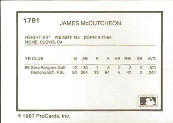 1987 ProCards #1781 James McCutchen Back