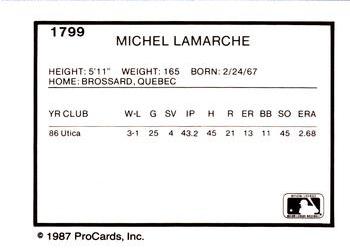 1987 ProCards #1799 Michel LaMarche Back
