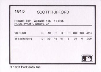 1987 ProCards #1815 Scott Hufford Back