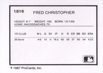 1987 ProCards #1816 Fred Christopher Back