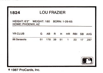 1987 ProCards #1824 Lou Frazier Back