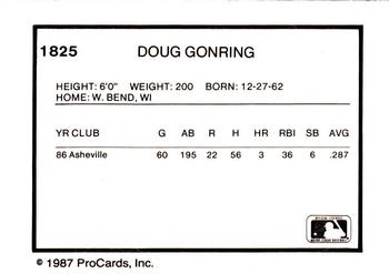 1987 ProCards #1825 Doug Gonring Back