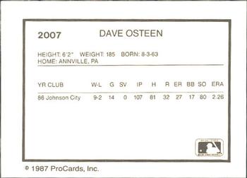 1987 ProCards #2007 Dave Osteen Back