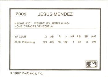 1987 ProCards #2009 Jesus Mendez Back