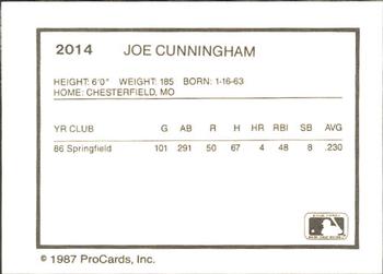 1987 ProCards #2014 Joe Cunningham Back