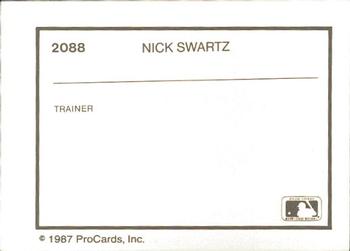 1987 ProCards #2088 Nick Swartz Back