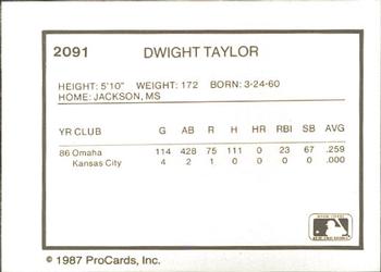 1987 ProCards #2091 Dwight Taylor Back