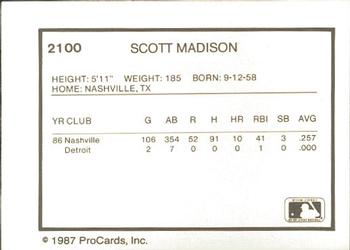1987 ProCards #2100 Scotti Madison Back