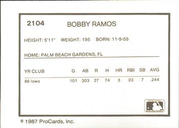 1987 ProCards #2104 Bobby Ramos Back