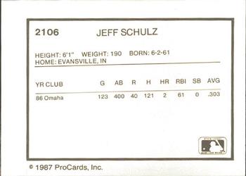 1987 ProCards #2106 Jeff Schulz Back