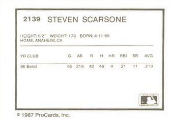 1987 ProCards #2139 Steve Scarsone Back