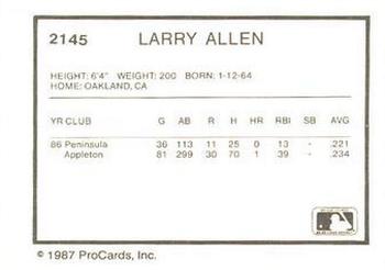 1987 ProCards #2145 Larry Allen Back