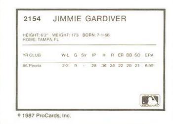 1987 ProCards #2154 Jimmie Gardner Back
