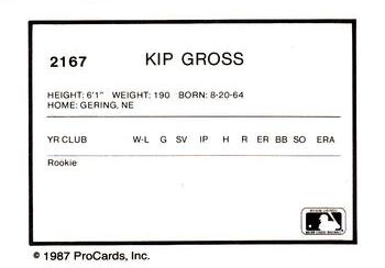 1987 ProCards #2167 Kip Gross Back