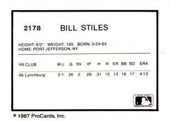 1987 ProCards #2178 Bill Stiles Back