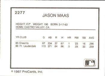 1987 ProCards #2277 Jason Maas Back