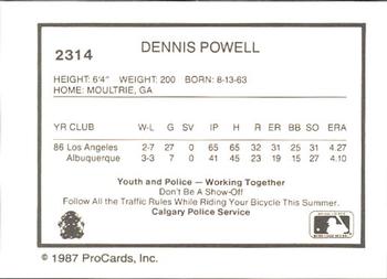 1987 ProCards #2314 Dennis Powell Back