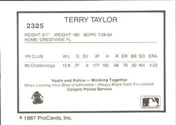 1987 ProCards #2325 Terry Taylor Back