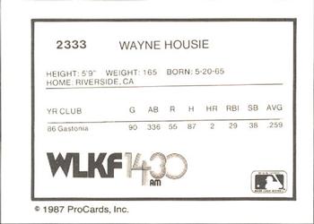 1987 ProCards #2333 Wayne Housie Back