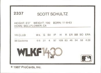 1987 ProCards #2337 Scott Schultz Back