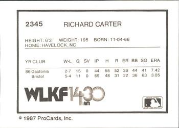 1987 ProCards #2345 Richard Carter Back