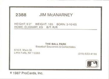 1987 ProCards #2388 Jim McAnarney Back