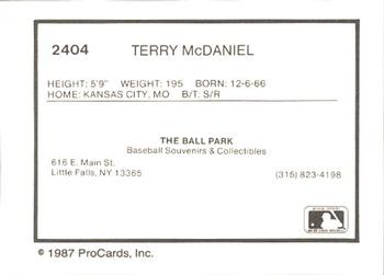 1987 ProCards #2404 Terry McDaniel Back
