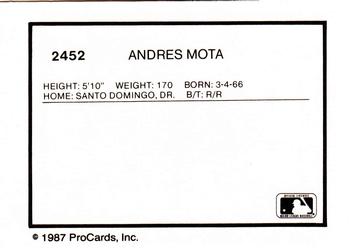 1987 ProCards #2452 Andres Mota Back