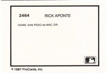 1987 ProCards #2464 Rick Aponte Back