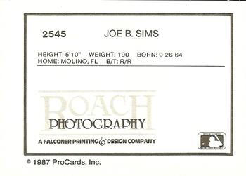 1987 ProCards #2545 Joe B. Sims Back