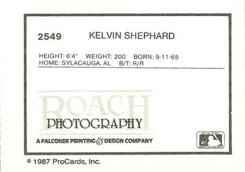 1987 ProCards #2549 Kelvin Shephard Back