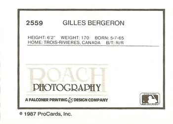 1987 ProCards #2559 Gilles Bergeron Back