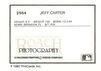 1987 ProCards #2564 Jeff Carter Back