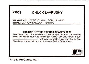 1987 ProCards #2601 Chuck Lavrusky Back