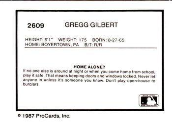 1987 ProCards #2609 Gregg Gilbert Back