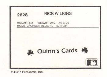 1987 ProCards #2628 Rick Wilkins Back