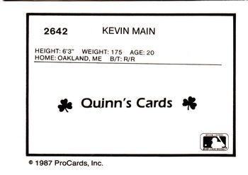 1987 ProCards #2642 Kevin Main Back