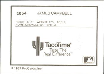 1987 ProCards #2654 James Campbell Back