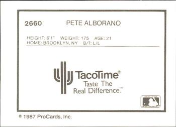 1987 ProCards #2660 Pete Alborano Back