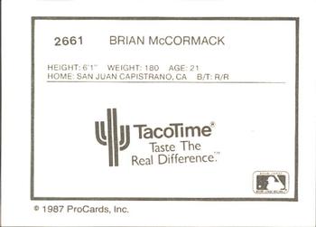 1987 ProCards #2661 Brian McCormack Back