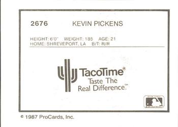 1987 ProCards #2676 Kevin Pickens Back