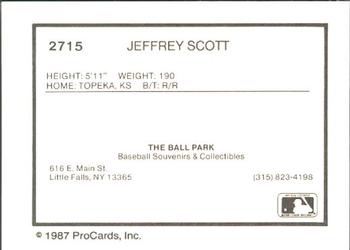 1987 ProCards #2715 Jeffrey Scott Back