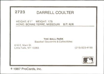 1987 ProCards #2723 Darrell Coulter Back