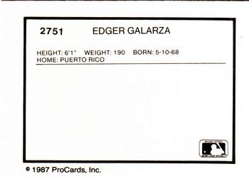 1987 ProCards #2751 Edgar Galarza Back