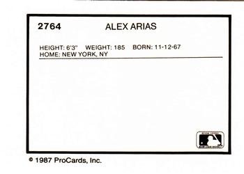 1987 ProCards #2764 Alex Arias Back