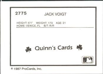 1987 ProCards #2775 Jack Voigt Back