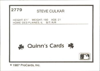 1987 ProCards #2779 Steve Culkar Back