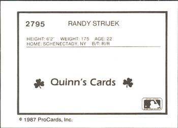 1987 ProCards #2795 Randy Strijek Back